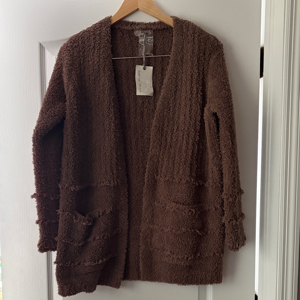 NWT Barefoot Dreams CozyChic Boardwalk Cardigan. Sable XS
